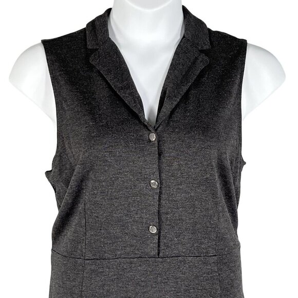 Brooks Brothers Womens 16 Sleeveless Gray Collared Buttoned Shirt Dress Business - Picture 3 of 12